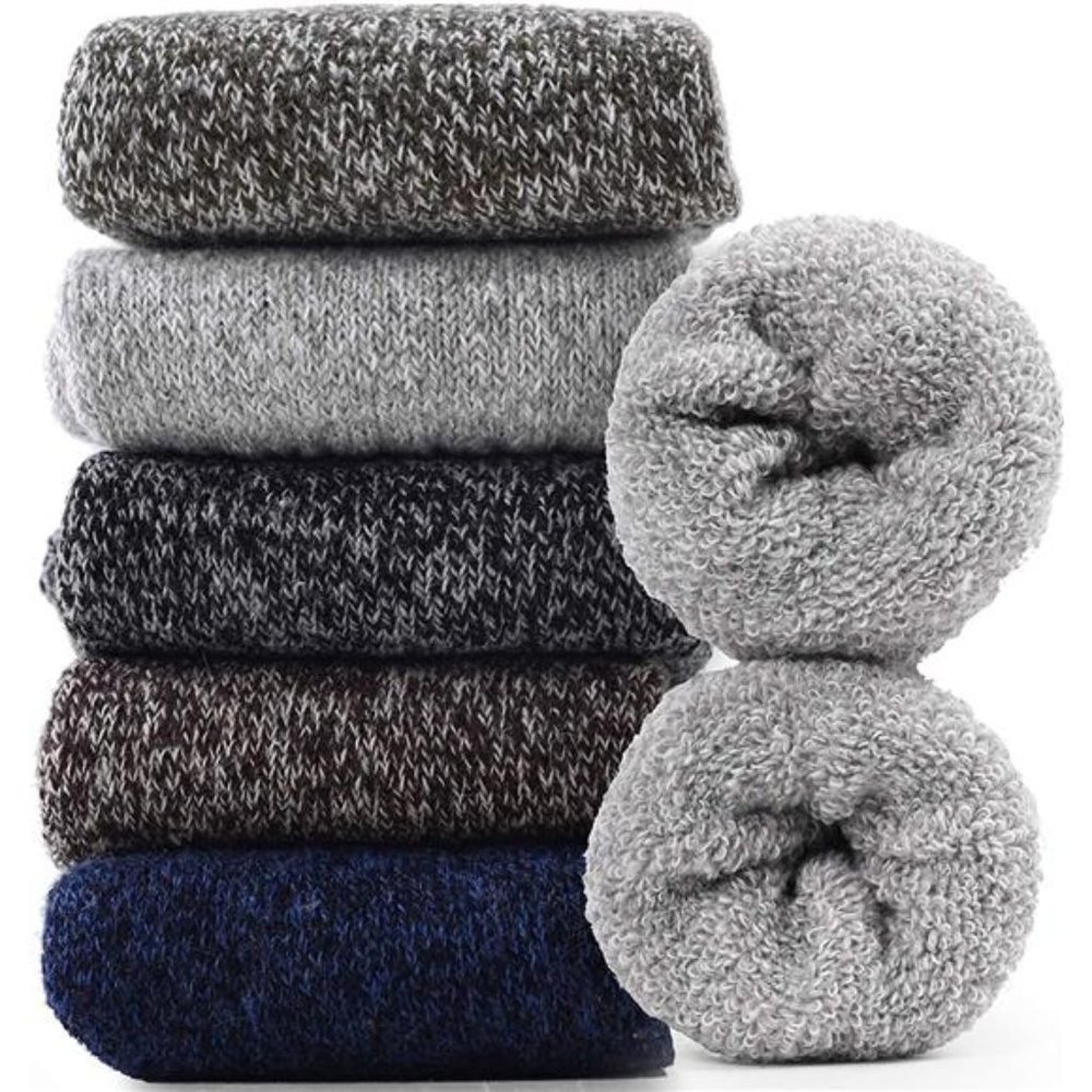 5 Pieces Women's Wool Socks Thick Warm Winter Vintage Knit Thermal
